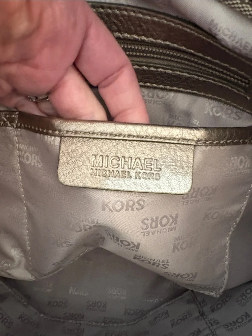 MICHAEL KORS Jacquard Monogram Jet Set MK Tote with Gold Charm Brown - Picture 11 of 14